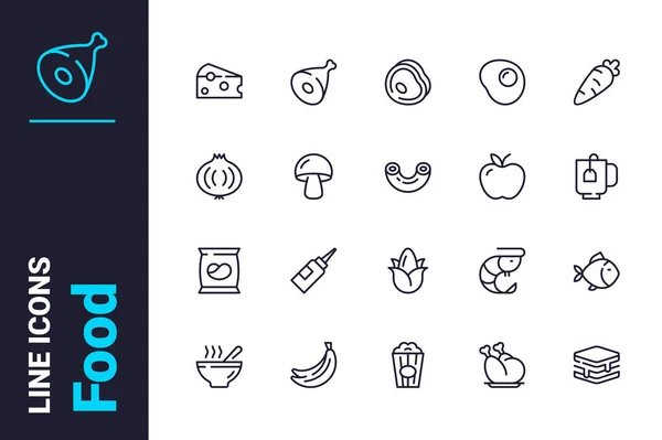 Ensemble d'icônes d'aliments frais et biologiques — Image vectorielle