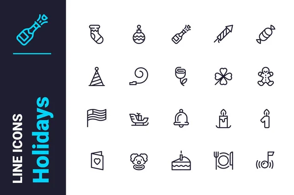 Symboles de décoration pour les icônes de vacances ensemble — Image vectorielle
