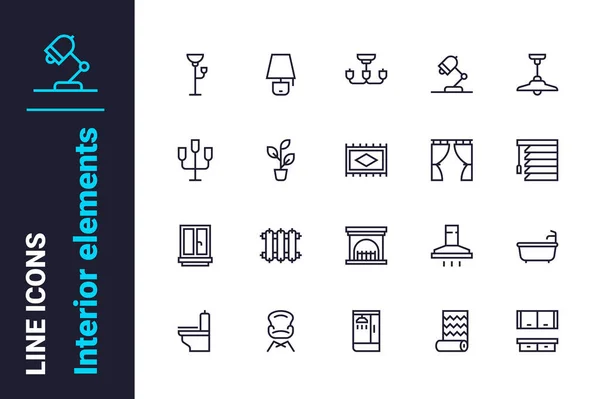 Elementos para crear acogedor conjunto de iconos interiores — Archivo Imágenes Vectoriales