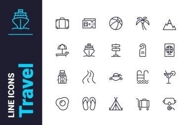 Tur ve seyahat simgeleri ayarlandı