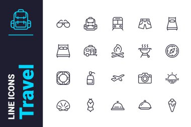 Seyahat ve eğlence zaman simgeleri ayarlandı