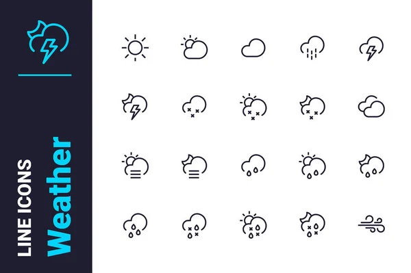Meteorological Weather Forecast Icons Set Vector Illustration Sun Clouds Snowflakes — Stock Vector