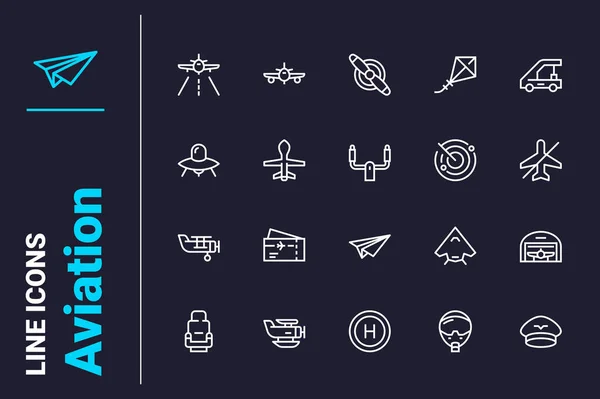 Aviation Transport Air Tourism Icons Set Vector Illustration Sky Flying — Image vectorielle