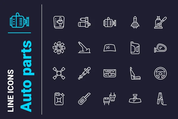 Various Parts Transport Vehicle Icons Set Vector Illustration Automobile Components — Vettoriale Stock