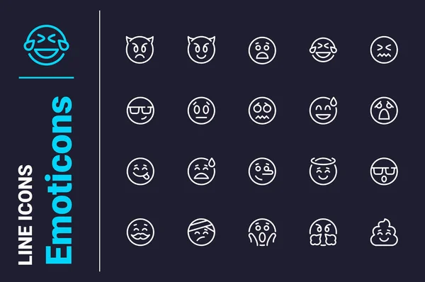 Emoticones Para Iconos Redes Sociales Establecen Ilustración Vectorial Rostros Redondos — Vector de stock