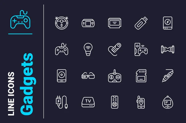 Icone Dei Dispositivi Multimediali Vecchi Nuovi Impostano Illustrazione Vettoriale Gadgets — Vettoriale Stock