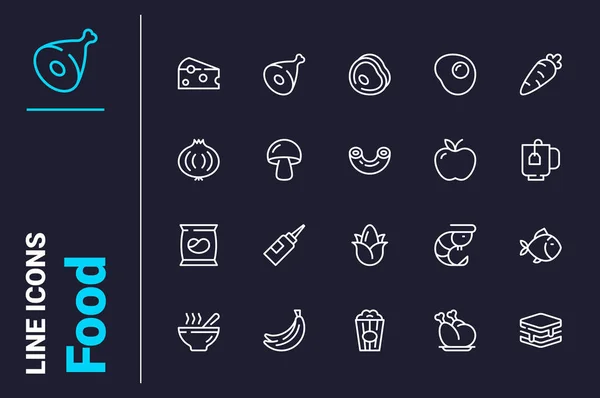 Fresh Organic Food Icons Set Vector Illustration Assortment Breakfast Lunch — Stock Vector