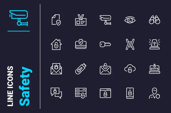 Icones Proteção Digital Garantia Segurança Configuram Ilustração Vetorial Métodos Modernos —  Vetores de Stock