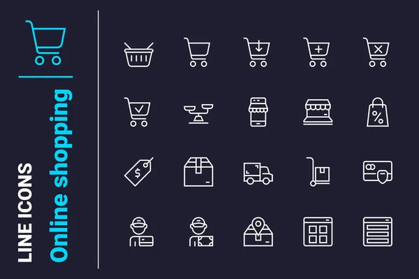Online Shopping Making Order Icons Set Vector Illustration Shopping Cart — Stock Vector
