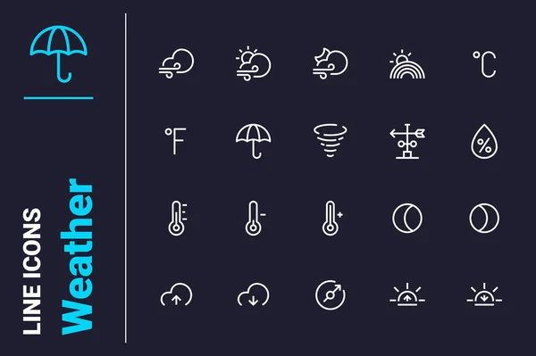 Weather Change Forecast Icons Set Vector Illustration Rainbow Tornado Sunrise — Stock Vector