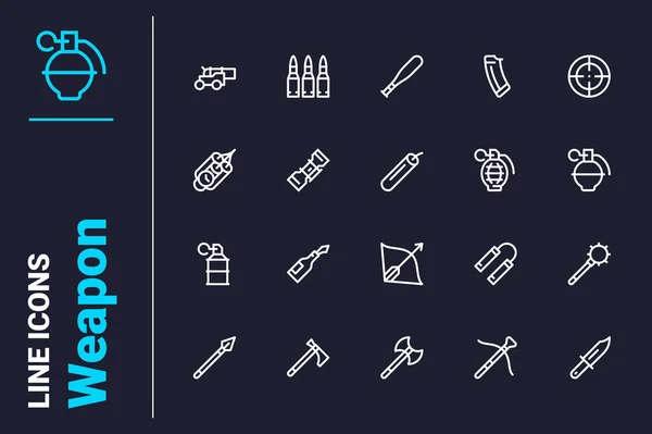 Diverses Armes Pour Les Icônes Attaque Définissent Illustration Vectorielle Tir — Image vectorielle