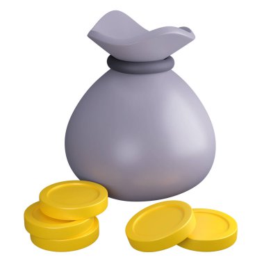 Altın sikke ikonu, para çantası ya da bir çanta dolusu altın