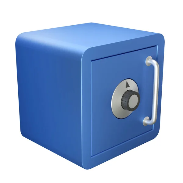 Bezpieczny dla ikony pieniędzy, niebieski zamknięty strongbox — Zdjęcie stockowe