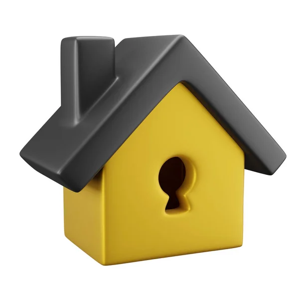 House Model Keyhole Icon Security Control Rendered Illustration House Model — Stock Photo, Image