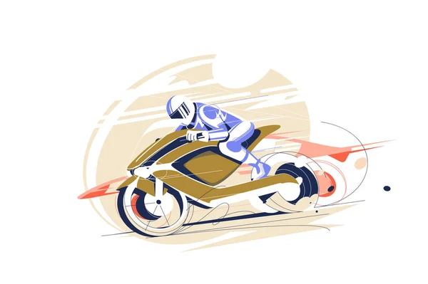 Facet Jazda Fajne Wyścigi Motocyklowe Wektor Ilustracji Motocyklista Garniturze Kasku — Wektor stockowy