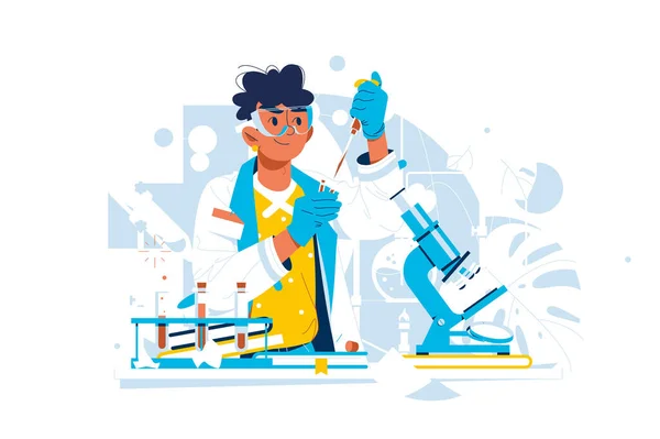 Laboratory Worker Examine Test Material Vector Illustration Blood Toxicity Testing — Image vectorielle