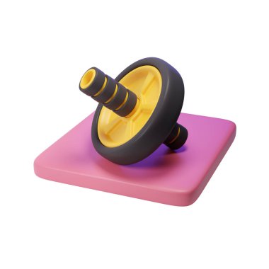 Karın kasları eğitimi için fitness pres silindiri. Saplı manuel silindirli. Karın kasları için ekipman