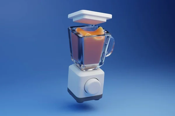 Blender Met Fruit Cocktail Weergegeven Illustratie Keukenapparatuur Keukenapparatuur Voor Het — Stockfoto