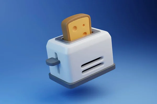 烤面包的烤面包机3D渲染了图解 制作烤面包用的电气设备 烹调用厨房用具 — 图库照片