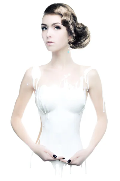 Genç womanl boya portresi sanat.