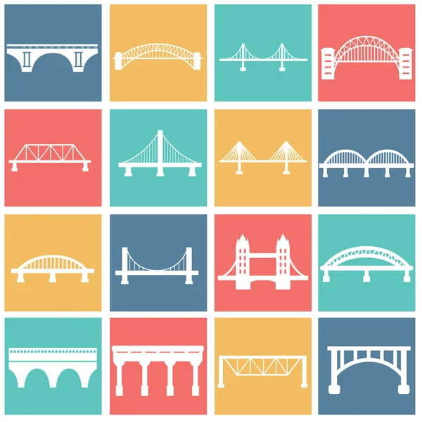 Bridges icons set — Stock Vector