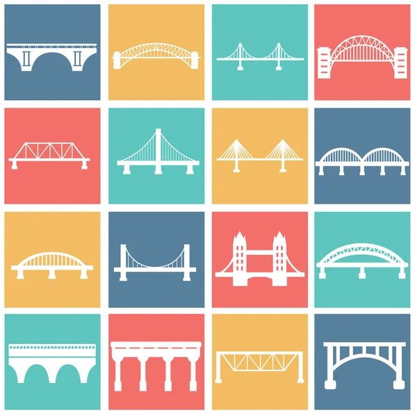 Puentes iconos conjunto — Vector de stock