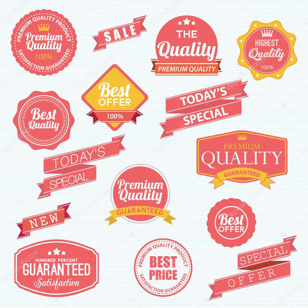 Set of vector stickers and ribbons