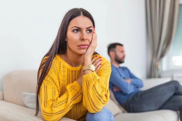 Frustrated couple arguing and having marriage problems. Couples who are fighting Disappointed in love. Concept for divorce. Couple not speaking to each other