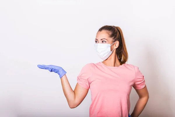 Portrait Young Woman Wearing Face Protective Mask Prevent Coronavirus Smog — Zdjęcie stockowe