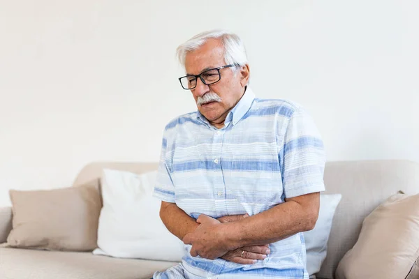 Old Man Having Strong Abdominal Ache Health Problems Senior Man — Stockfoto