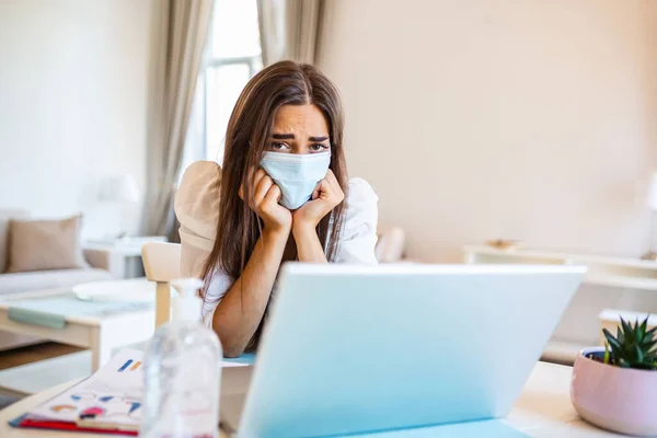 Safety during COVID-19 pandemic. African American Businesswoman wearing mask in the office during COVID-19 pandemic. Businesswoman in medical face protection mask. Business woman with mask