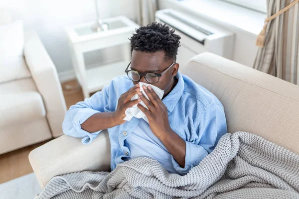 Portrait Homme Malade Avec Grippe Allergie Germes Toux Froide Homme — Photo