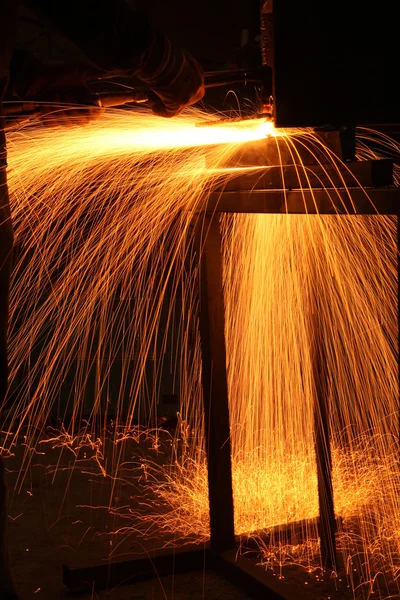 Welding sparks made in the CNC machine — Stock Photo, Image