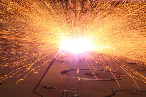 Welding sparks made in the CNC machine — Stock Photo, Image