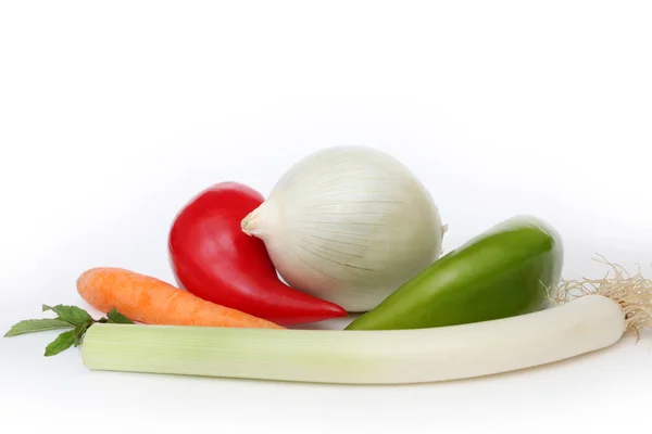 Gesundes Gemüse Für Die Gesundheit Weiße Zwiebeln Capia Pfeffer Grüner — Stockfoto