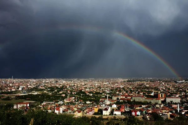 Konya Ciudad Arco Iris Cielo Turquía — Foto de Stock