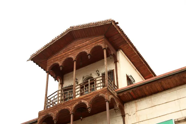 Casa Pedra Decorada Madeira Turquia — Fotografia de Stock