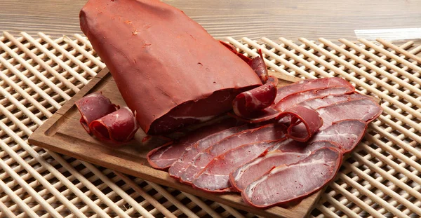 Hovězí Pečivo Nakrájené Turecká Slanina Pastrami Kayseri Pastirma — Stock fotografie