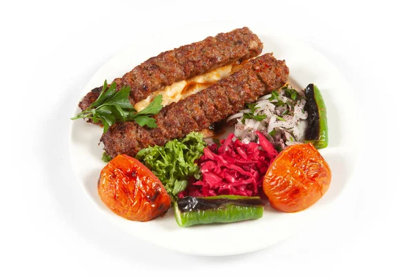 Traditional Turkish Adana Kebab Salad — Stock Photo, Image