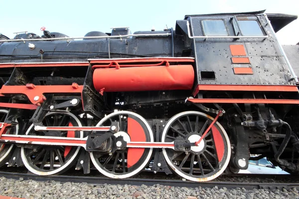 Velha Locomotiva Trem Vapor Estação — Fotografia de Stock