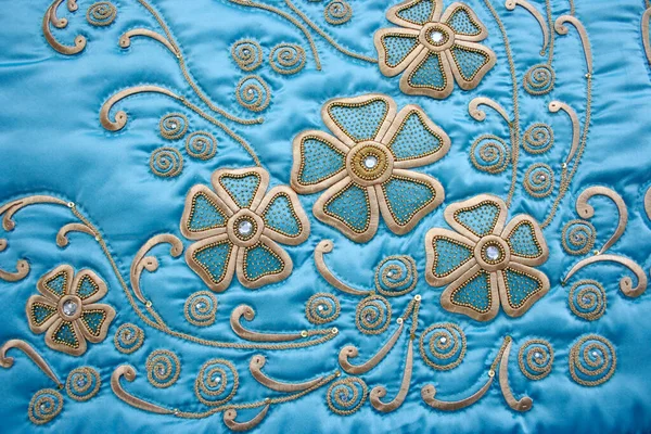 Handmade Embroidery Silk Fabric — Stock Photo, Image