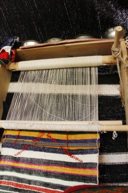 Konya Türkiye 'de otantik kilim tezgahı 