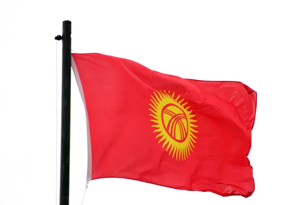 Kyrgyzstan Flag Isolated White Background — Stock Photo, Image