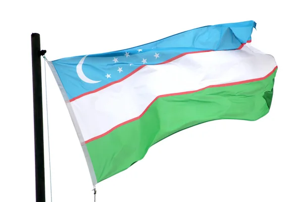 Flag Uzbekistan Blowing Wind — Stock Photo, Image