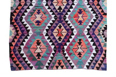 Yün örülmüş antika Türk halısı