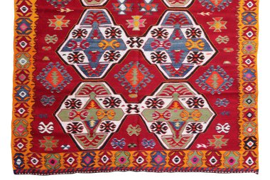 Yün örülmüş antika Türk halısı