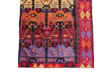 Yün örülmüş antika Türk halısı