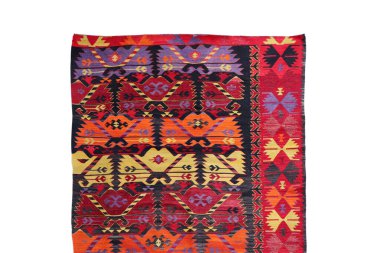 Yün örülmüş antika Türk halısı