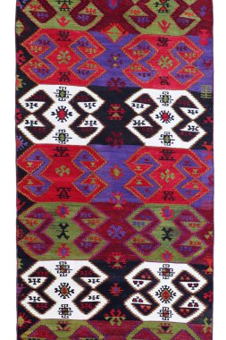 Yün örülmüş antika Türk halısı