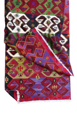 Yün örülmüş antika Türk halısı